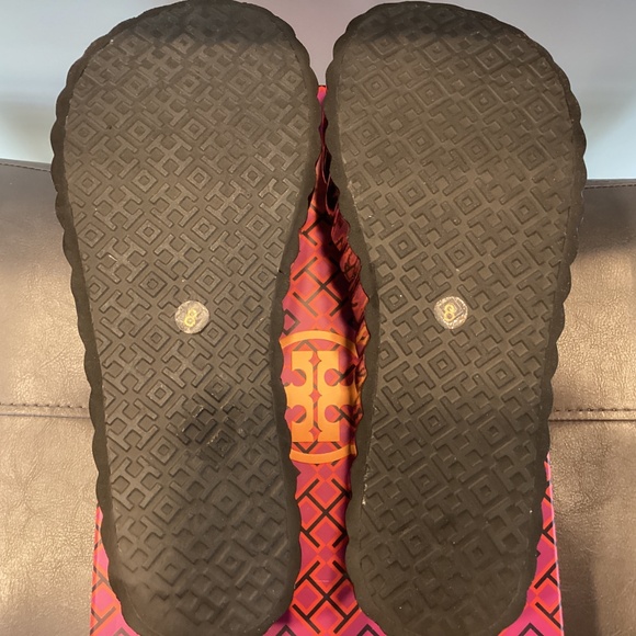 Tory Burch Knotted Scallop Wedge Slide Nappa Leather Size 8 - Picture 3 of 6